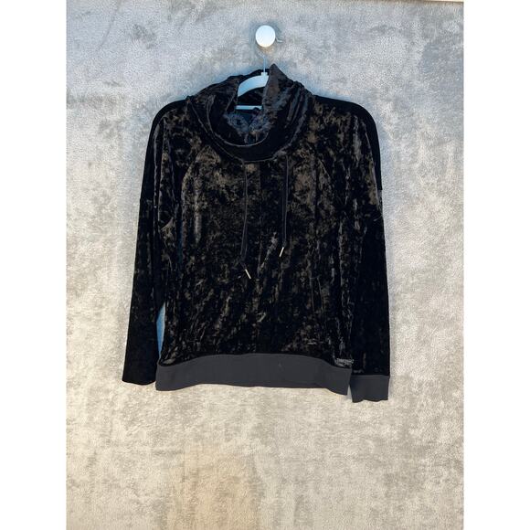 Betsey Johnson Performance Pullover Small Black Cowl Neck Crushed Velvet - Picture 1 of 7
